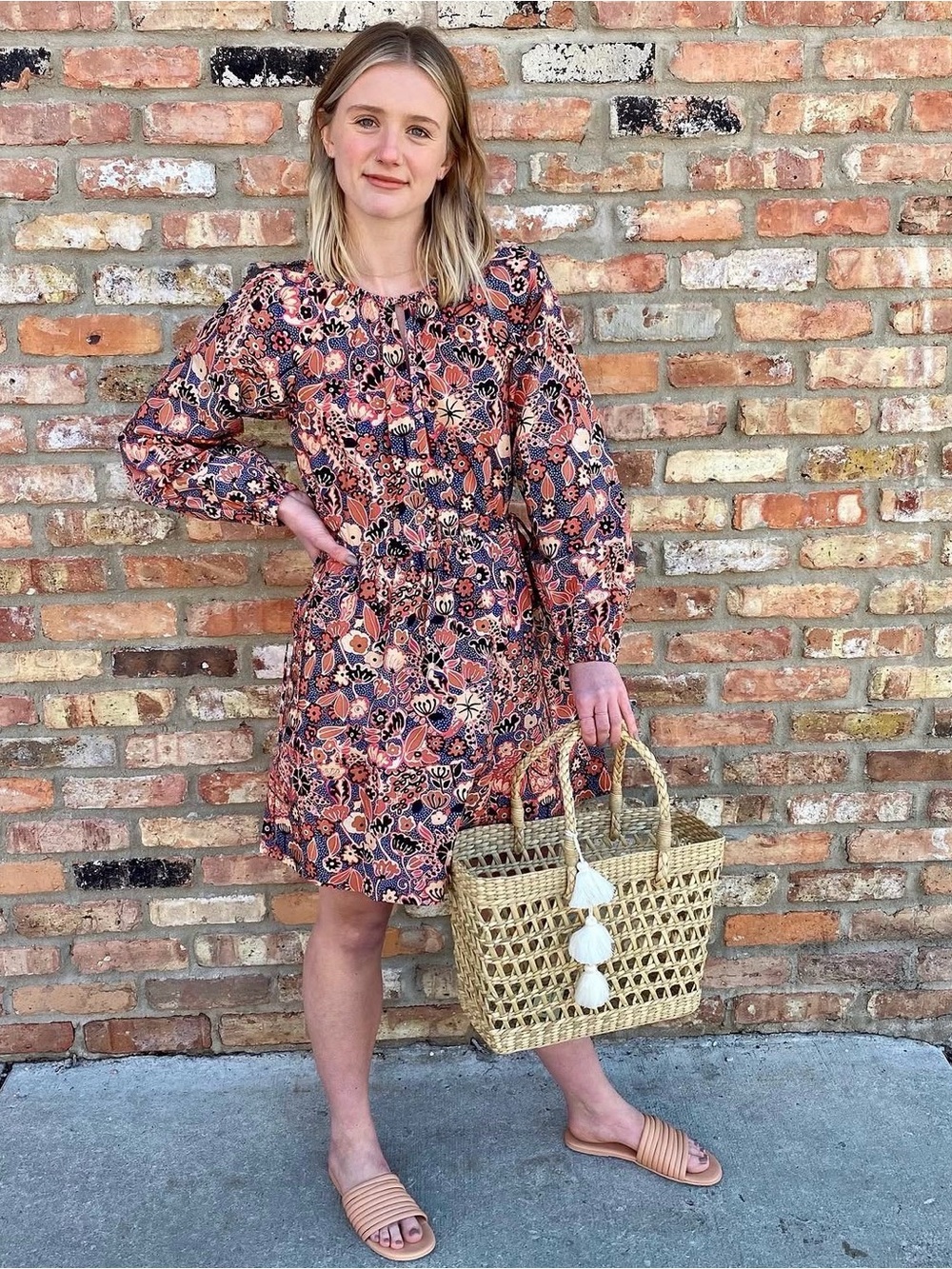 A.L.C. Myra Floral Cotton Poplin Long Sleeve Mini Dress Size 2